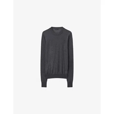 Joseph Womens Smoke Cashair Round-neck Cashmere Jumper Xs In Grey