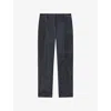 Joseph Womens Smoke Coleman Straight-cut Stretch-suede Trousers In Blue