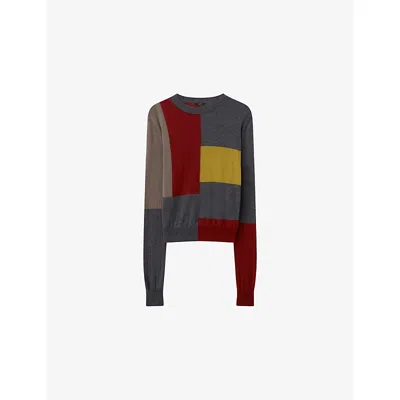 Joseph Womens Smoke Combo Cashair Overlay Cashmere Jumper In Multi