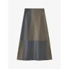 Joseph Womens Cezanne A-line Leather Midi Skirt Smoke Combo In Multi