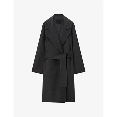 Joseph Womens Costa Double-faced Wool And Cashmere-blend Coat Smoke In Gray