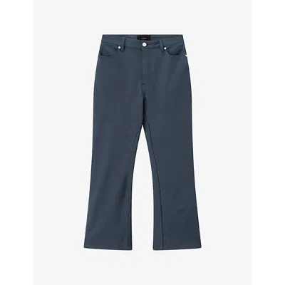 Joseph Womens Duke Gabardine Stretch Cotton-blend Trousers Smoke In Gray