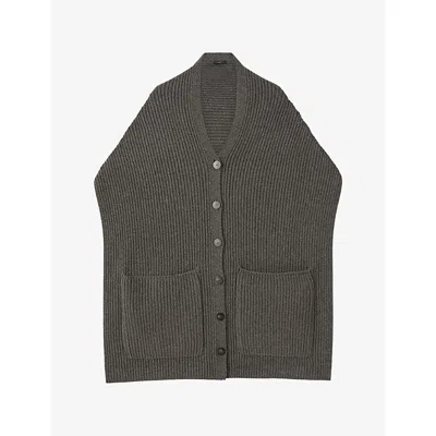 Joseph Womens Smoke Ribbed Wool, Cashmere And Silk Scarf In Gray