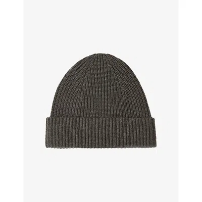Joseph Womens Smoke Ribbed Wool, Silk And Cashmere Beanie Hat In Gray