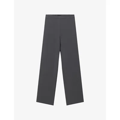 Joseph Womens Smoke Sahel Straight-leg High-rise Silk Trousers In Gray
