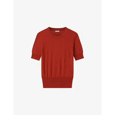 Joseph Womens Spice Cashair Round-neck Cashmere Top In Red