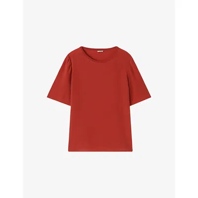 Joseph Womens Spice Rubin Short-sleeved Silk Top In Red