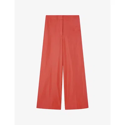 Joseph Womens  Thurlow Wide-leg High-rise Silk And Cotton-blend Trousers