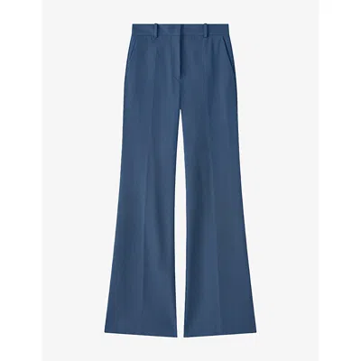 Joseph Womens Tafira Flared Stretch-woven Trousers Mineral In Blue