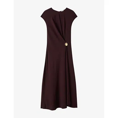 Joseph Womens Taipan Draped-waist Crepe Maxi Dress Mahogany In Brown