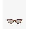 Joseph Womens Tortoise Laarous Cat-eye Acetate Sunglasses In Brown