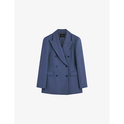 Joseph Womens Valery Double-breasted Stretch-woven Blazer Harbour
