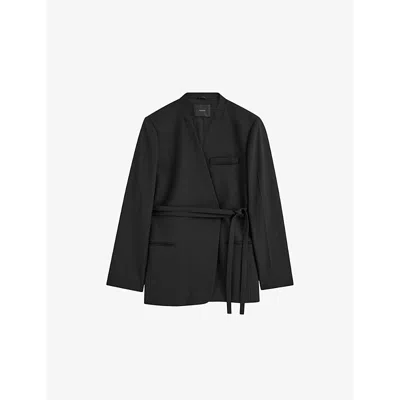 Joseph Womens Victor Tie-waist Stretch-wool Jacket Black