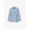 JOSEPH WOMENS FADED SKY VICTOR TIE-WAIST STRETCH-WOOL JACKET