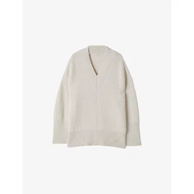 Joseph Womens  Noel Ribbed Cashmere-blend Jumper In White