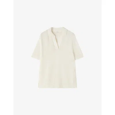 Joseph Womens Wax Rian Open-collar Cotton-blend Top Xs In White