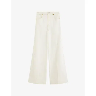 Joseph Womens White Abbey Wide-leg Stretch-denim Trousers