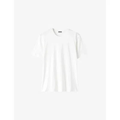 Joseph Womens White Round-neck Cotton And Silk-blend T-shirt