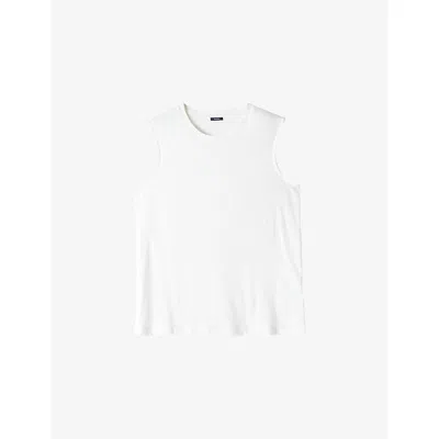 Joseph Womens Round-neck Cotton And Silk-blend Tank Top White