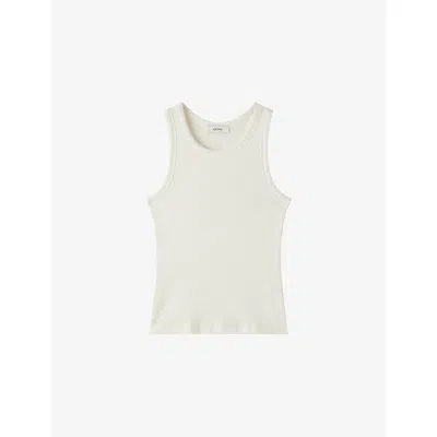 Joseph Womens White Yeux Ribbed Stretch-cotton Vest Top