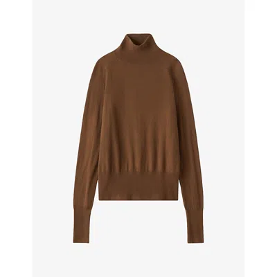 Joseph Womens Yara High-neck Cashmere Jumper Sable Xs In Brown