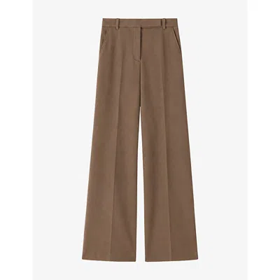 Joseph Womens Yukio Wide-leg High-rise Stretch-gabardine Trousers Sable
