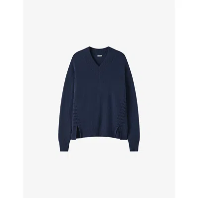 Joseph Womens Zinnia V-neck Cashmere Jumper Dark Mineral In Blue