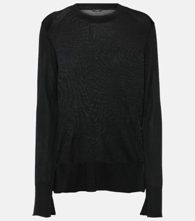 Joseph Wool And Silk Sweater In Black