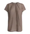 Joseph Wool-blend Broca Blouse In Brown