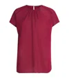 Joseph Wool-blend Sheer Broca Blouse In Red