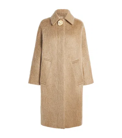 Joseph Alger Brushed Wool And Mohair-blend Coat In Brown