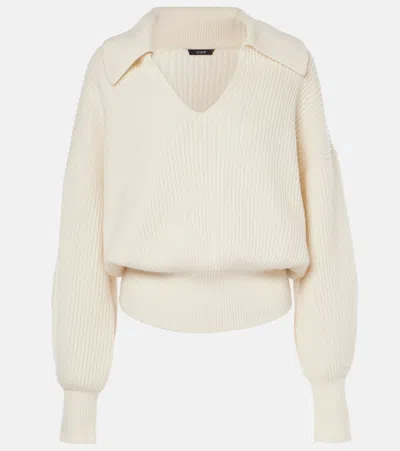 Joseph Off-white Light Cardigan Stitch Open Neck Polo