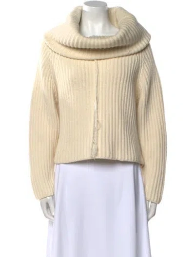 Pre-owned Joseph Wool Cowl Neck Sweater In White