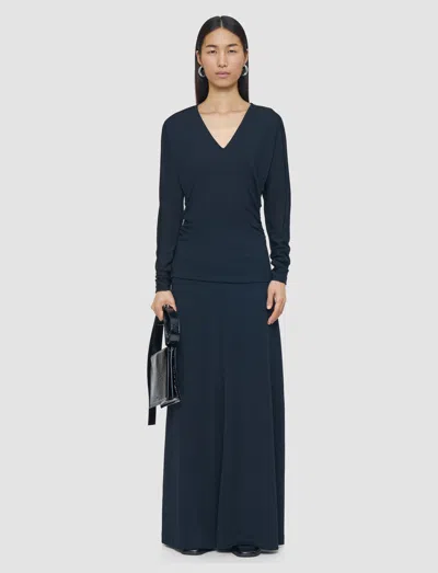 Joseph Wool Jersey V Neck Top In Black