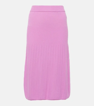 Joseph Wool Midi Skirt In Pink