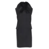 Joseph Wool Minimal Oversized Fur Collar Pockets Boxy Vest In Blue