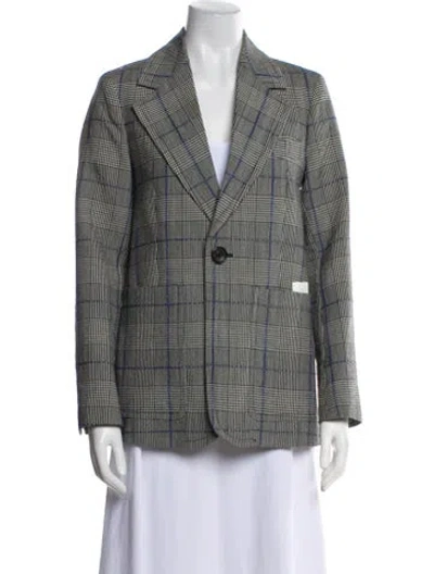 Pre-owned Joseph Wool Plaid Print Blazer In Gray