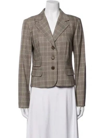 Pre-owned Joseph Wool Plaid Print Blazer In Neutrals