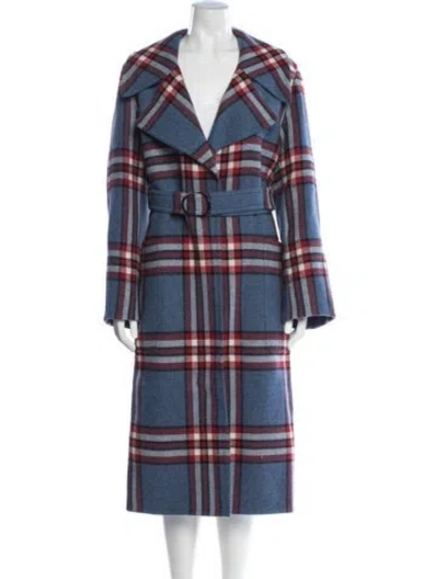 Pre-owned Joseph Wool Plaid Print Coat In Blue