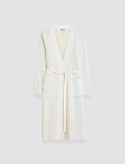 Joseph Wool Silk Long Cardigan In Ivory Combo