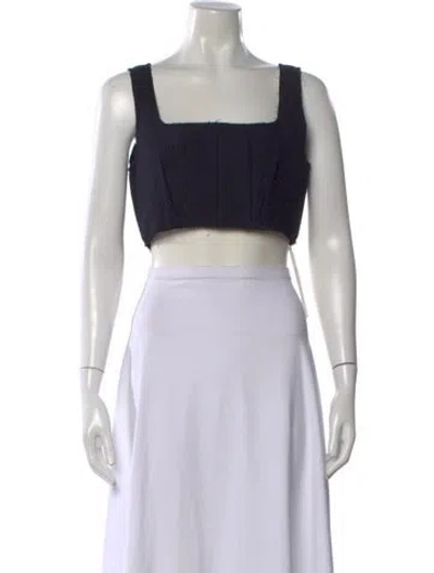 Pre-owned Joseph Wool Square Neckline Crop Top In Blue