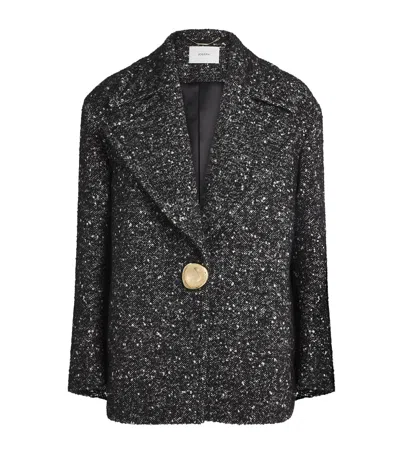 Joseph Wool Tweed Donegal Agar Coat In Black