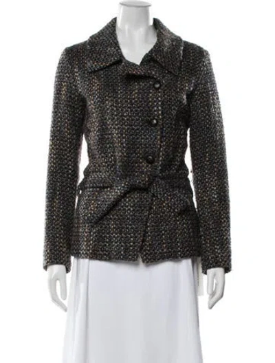 Pre-owned Joseph Wool Tweed Pattern Blazer In Black