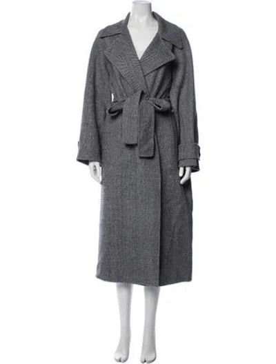 Pre-owned Joseph Wool Tweed Pattern Trench Coat In Grey