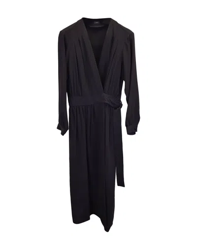 Joseph Wrap Dress In Black Viscose In Blue