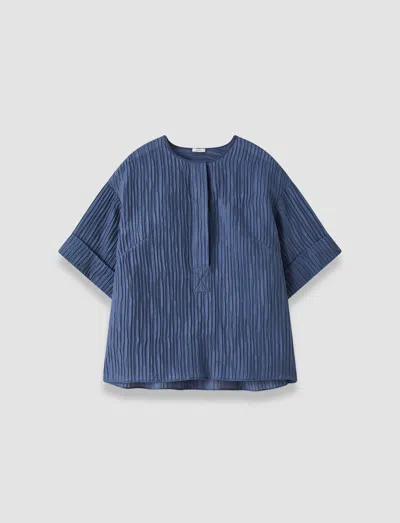 Joseph Yani Fluid Crinkle Blouse In Blue