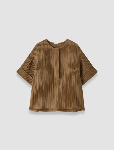 Joseph Yani Fluid Crinkle Blouse In Brown
