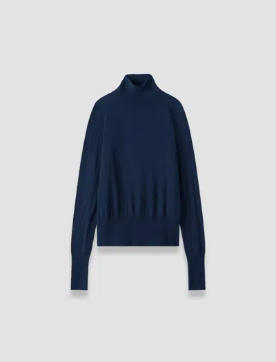 Joseph Womens Yara High-neck Cashmere Jumper Navy In Blue