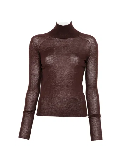 Joseph Yara High-neck Long-sleeve Sweater In Brown