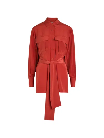 Joseph Pointed Collar Long-sleeved Shirt In Red